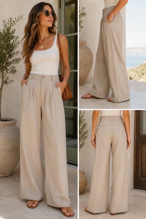 Madewell Pants - Madewell Wide Leg Pleated Trouser Pants 10 Khaki TENCEL Capsule Minimalist Luxe